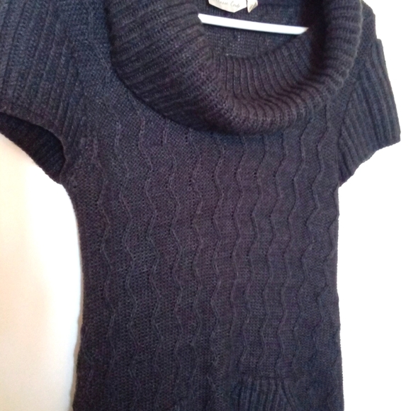 La Classe Couture Short Sleeve Cowl Neckline Sweater Dress - Picture 3 of 8